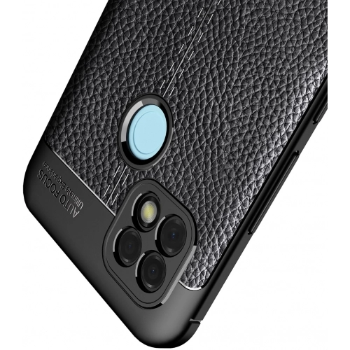 Realme C25 Kılıf Deri Görünümlü Lüks Parmak İzi Bırakmaz Niss Silikon Kapak - Siyah