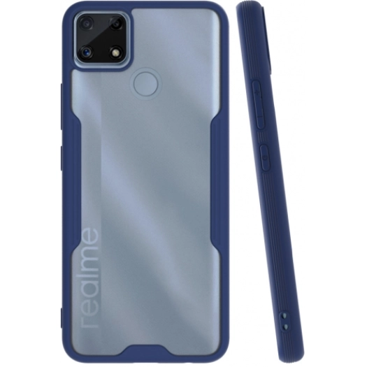 Realme C25 Kılıf Renkli Silikon Kamera Lens Korumalı Şeffaf Parfe Kapak - Lacivert