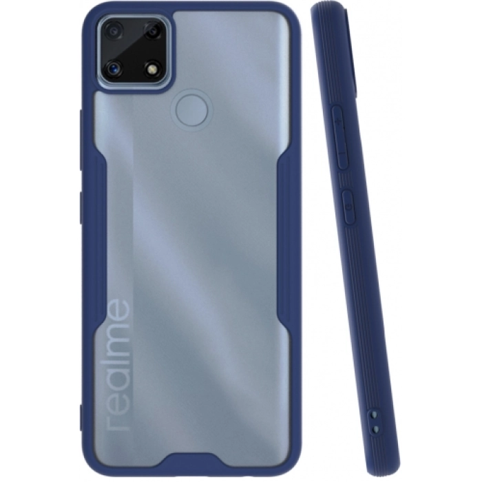Realme C25 Kılıf Renkli Silikon Kamera Lens Korumalı Şeffaf Parfe Kapak - Lacivert