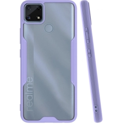 Realme C25 Kılıf Renkli Silikon Kamera Lens Korumalı Şeffaf Parfe Kapak - Lila