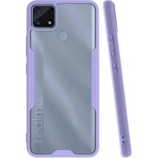 Realme C25 Kılıf Renkli Silikon Kamera Lens Korumalı Şeffaf Parfe Kapak - Lila