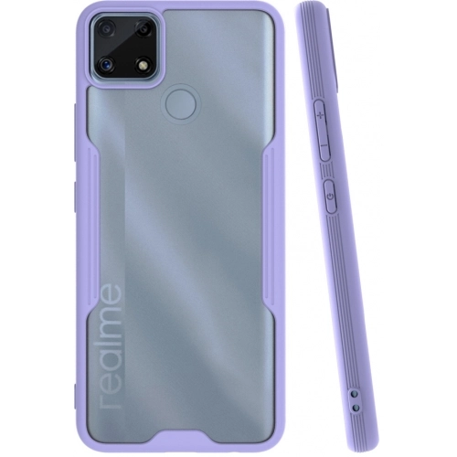 Realme C25 Kılıf Renkli Silikon Kamera Lens Korumalı Şeffaf Parfe Kapak - Lila