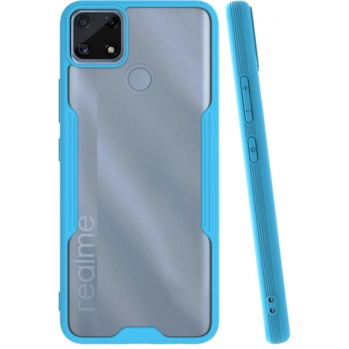 Realme C25 Kılıf Renkli Silikon Kamera Lens Korumalı Şeffaf Parfe Kapak - Mavi