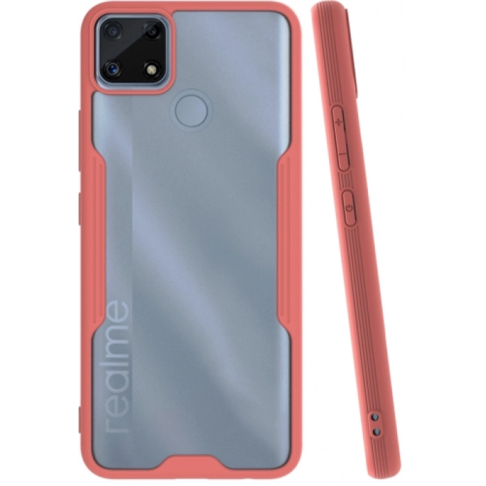 Realme C25 Kılıf Renkli Silikon Kamera Lens Korumalı Şeffaf Parfe Kapak - Pembe