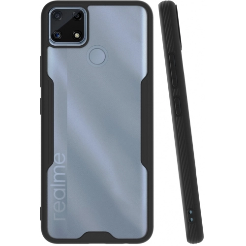 Realme C25 Kılıf Renkli Silikon Kamera Lens Korumalı Şeffaf Parfe Kapak - Siyah