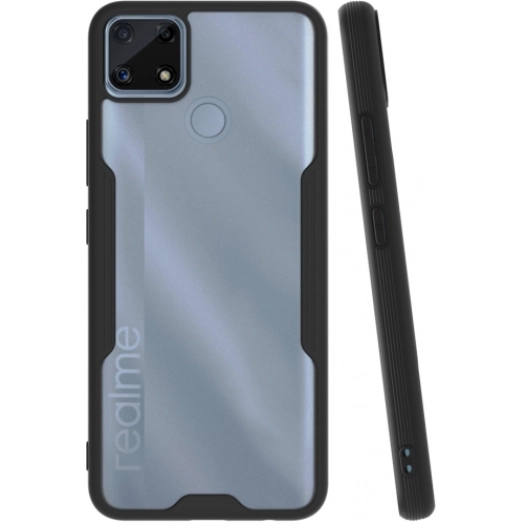 Realme C25 Kılıf Renkli Silikon Kamera Lens Korumalı Şeffaf Parfe Kapak - Siyah