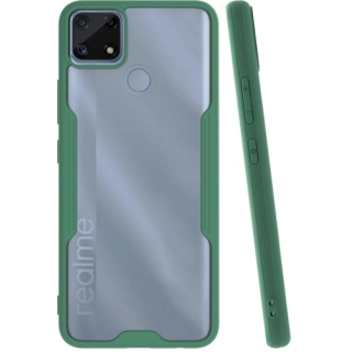 Realme C25 Kılıf Renkli Silikon Kamera Lens Korumalı Şeffaf Parfe Kapak - Yeşil