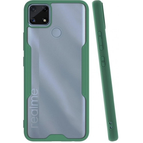 Realme C25 Kılıf Renkli Silikon Kamera Lens Korumalı Şeffaf Parfe Kapak - Yeşil