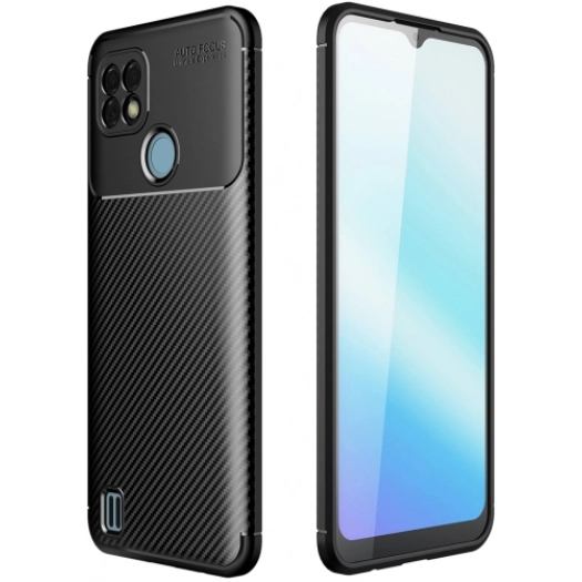 Realme C25 Kılıf Silikon Parmak İzi Bırakmayan Karbon Soft Negro Kapak - Lacivert