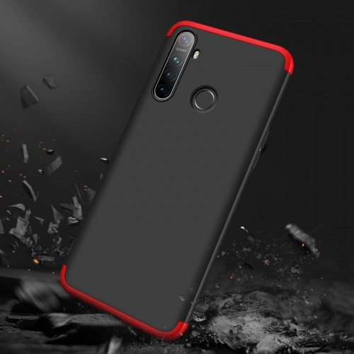 Realme C3 Kılıf 3 Parçalı 360 Tam Korumalı Rubber AYS Kapak - Kırmızı - Siyah