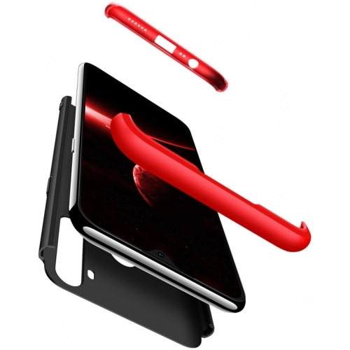 Realme C3 Kılıf 3 Parçalı 360 Tam Korumalı Rubber AYS Kapak - Kırmızı - Siyah