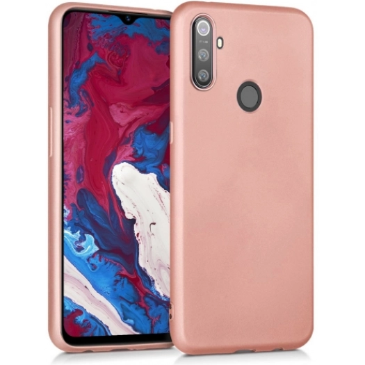 Realme C3 Kılıf İnce Soft Mat Renkli Esnek Silikon Kapak - Rose Gold