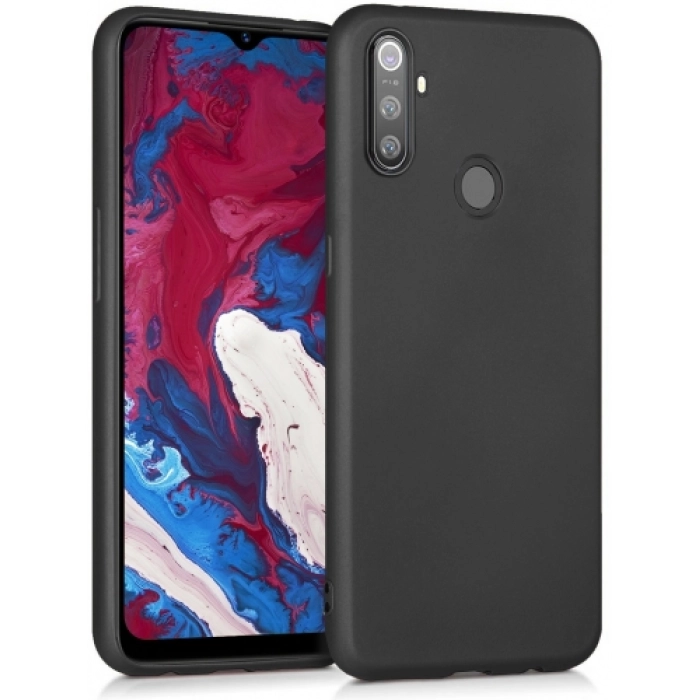 Realme C3 Kılıf İnce Soft Mat Renkli Esnek Silikon Kapak - Siyah