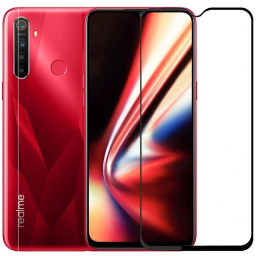 Realme C3 Kırılmaz Cam Tam Kapatan Kenarları Kırılmaya Dayanıklı Cam Ekran Koruyucu - Siyah