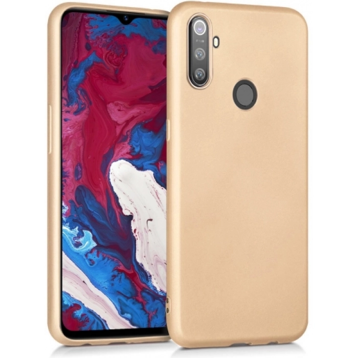 Realme C3i Kılıf İnce Soft Mat Renkli Esnek Silikon Kapak - Gold