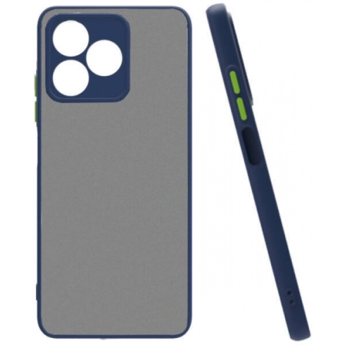 Realme C53 Kılıf Kamera Korumalı Arkası Şeffaf Mat Silikon Kapak - Lacivert