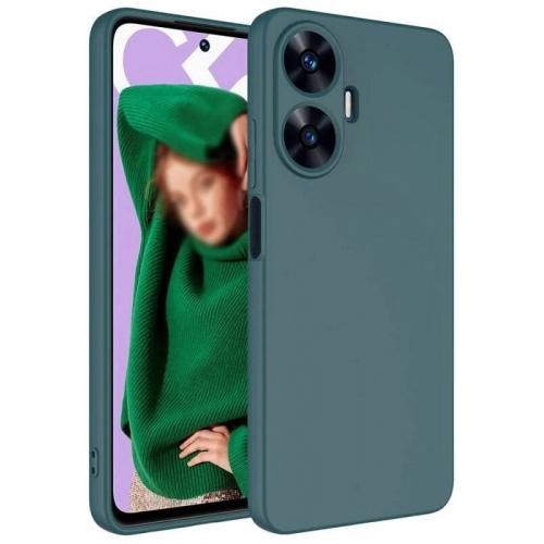 Realme C55 Kılıf İçi Kadife Mat Yüzey Mara Lansman Kapak - Koyu Yeşil