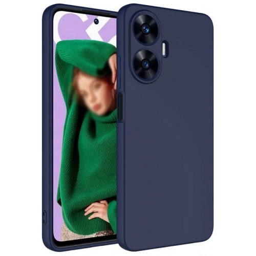 Realme C55 Kılıf İçi Kadife Mat Yüzey Mara Lansman Kapak  - Lacivert