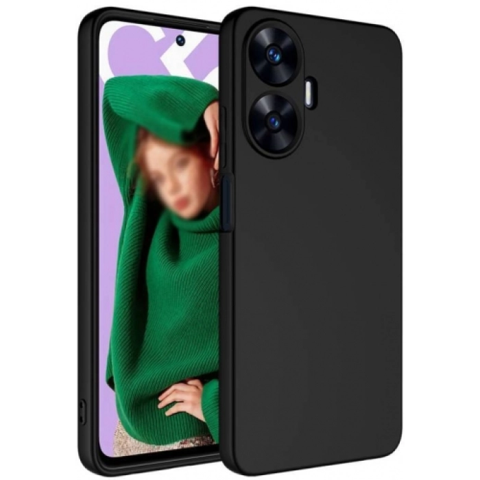 Realme C55 Kılıf İçi Kadife Mat Yüzey Mara Lansman Kapak  - Siyah