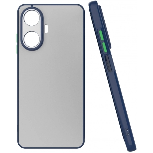 Realme C55 Kılıf Kamera Korumalı Arkası Şeffaf Mat Silikon Kapak - Lacivert