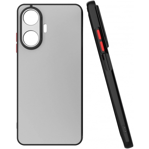 Realme C55 Kılıf Kamera Korumalı Arkası Şeffaf Mat Silikon Kapak - Siyah