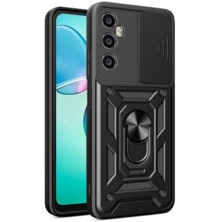 Realme C65 4G Kılıf Zırhlı Standlı Silikon Sürgülü Kamera Korumalı Tank Kapak - Siyah