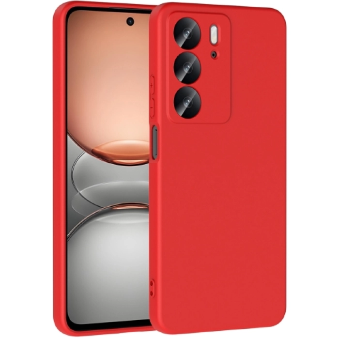 Realme C75 Kılıf İçi Kadife Mat Mara Lansman Silikon Kapak  - Kırmızı