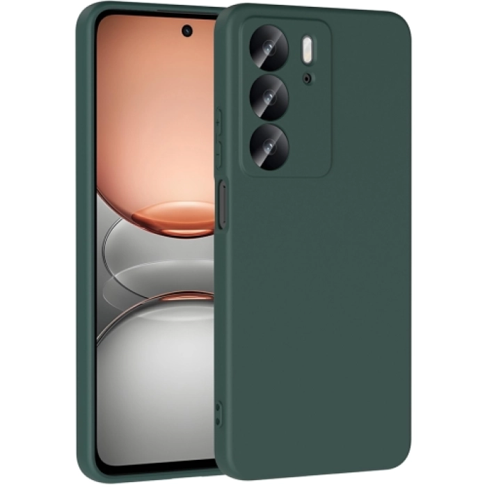 Realme C75 Kılıf İçi Kadife Mat Mara Lansman Silikon Kapak  - Koyu Yeşil