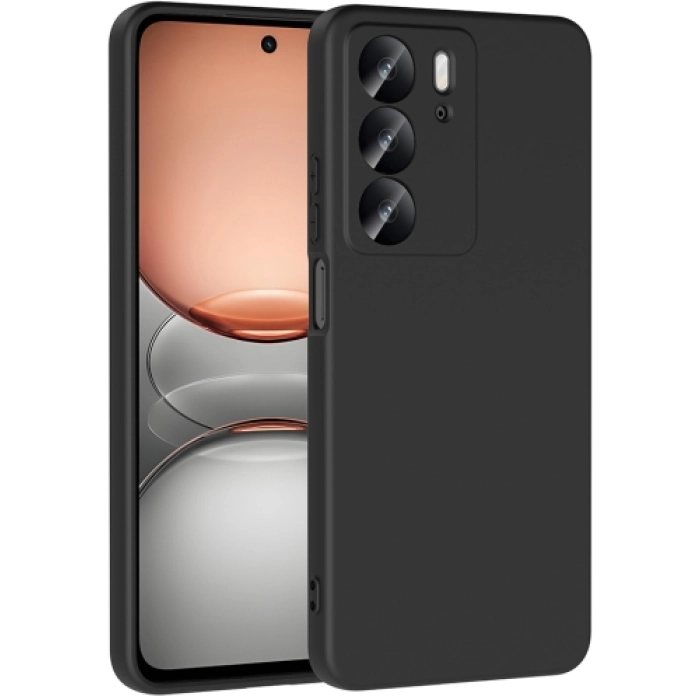 Realme C75 Kılıf İçi Kadife Mat Mara Lansman Silikon Kapak  - Siyah