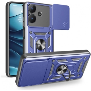 Realme Note 60 Kılıf Zırhlı Standlı Silikon Sürgülü Kamera Korumalı Tank Kapak - Mavi