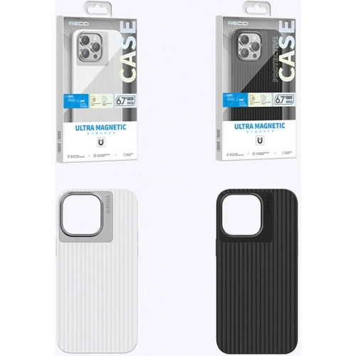 Recci Apple iPhone 15 Plus (6.7) Kılıf Aurora Serisi Magsafe Şarj Özellikli Kapak - Beyaz