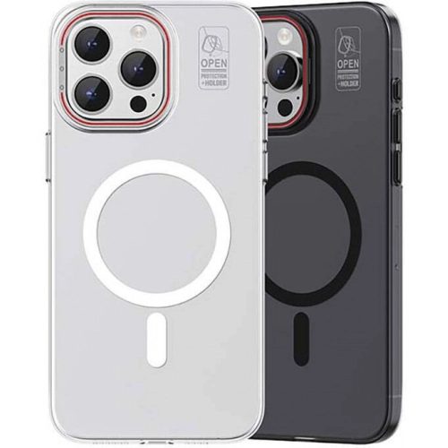 Recci Apple iPhone 15 Pro (6.1) Kılıf Magnetic Glass Serisi Standlı Magsafe Şarj Özellikli Kapak - Siyah