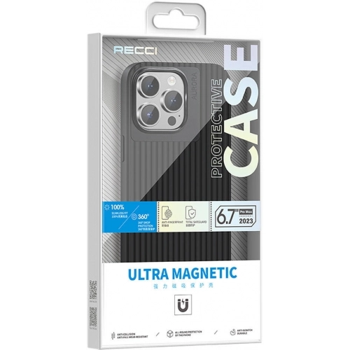 Recci Apple iPhone 15 Pro Max (6.7) Kılıf Aurora Serisi Magsafe Şarj Özellikli Kapak - Beyaz