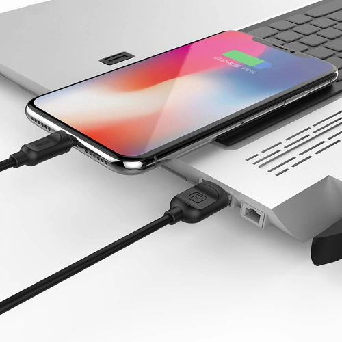 Recci RCL-P100 City of Sky Serisi Lightning to USB-A Data ve Şarj Kablosu 1M - Siyah