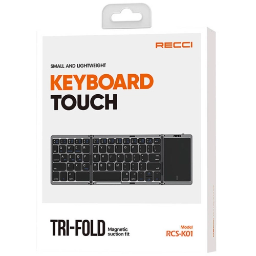 Recci RCS-K01 Katlanabilir Kablosuz Multifonksiyonel Touchpad Klavye - Gri
