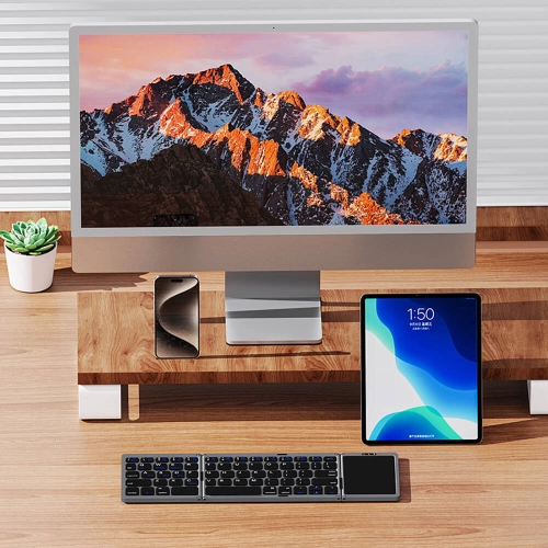 Recci RCS-K01 Katlanabilir Kablosuz Multifonksiyonel Touchpad Klavye - Gri