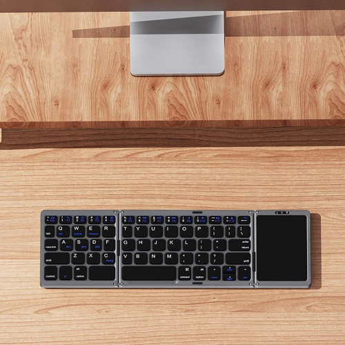 Recci RCS-K01 Katlanabilir Kablosuz Multifonksiyonel Touchpad Klavye - Gri