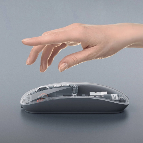 Recci RCS-M01 Space Capsule Serisi Multimod Kablosuz Şeffaf Tasarım Mouse - Gri