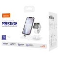 Recci RCW-20 Prestige Serisi 3in1 Magsafe 15W Hızlı Şarj Özellikli Magnetik Kablosuz Şarj Standı - Beyaz