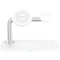 Recci RCW-20 Prestige Serisi 3in1 Magsafe 15W Hızlı Şarj Özellikli Magnetik Kablosuz Şarj Standı - Beyaz