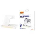 Recci RCW-31 4in1 Magsafe 15W Hızlı Şarj Özellikli LED Işıklı Magnetik Kablosuz Şarj Standı - Beyaz