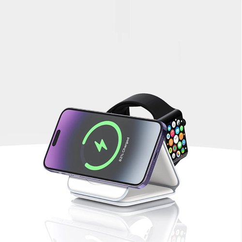 Recci RCW-36 3in1 Katlanabilir Magnetik Kablosuz Şarj Standı - Beyaz