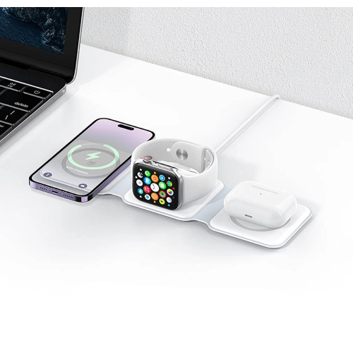 Recci RCW-36 3in1 Katlanabilir Magnetik Kablosuz Şarj Standı - Beyaz