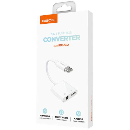 Recci RDS-A02 Type-C 2in1 Şarj ve Ses Adaptörü - Beyaz