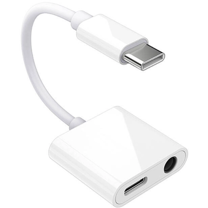 Recci RDS-A02 Type-C 2in1 Şarj ve Ses Adaptörü - Beyaz