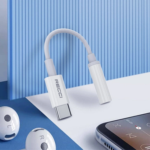 Recci RDS-A03 3.5mm to Type-C Audio Kablo - Beyaz