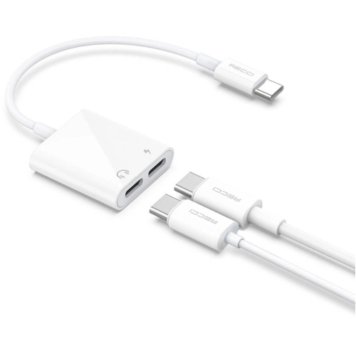Recci RDS-A09 Type-C PD3.0 2in1 Şarj ve Ses Adaptörü - Beyaz