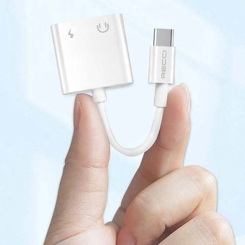 Recci RDS-A09 Type-C PD3.0 2in1 Şarj ve Ses Adaptörü - Beyaz