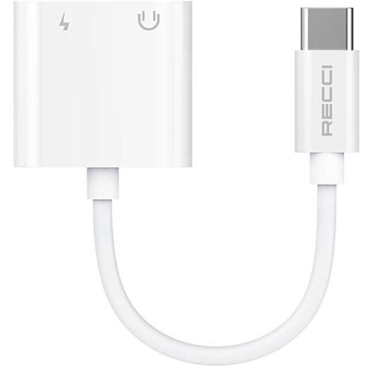 Recci RDS-A09 Type-C PD3.0 2in1 Şarj ve Ses Adaptörü - Beyaz