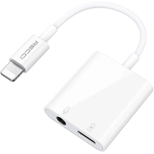 Recci RDS-A10 Lightning PD3.0 2in1 Şarj ve Ses Adaptörü - Beyaz